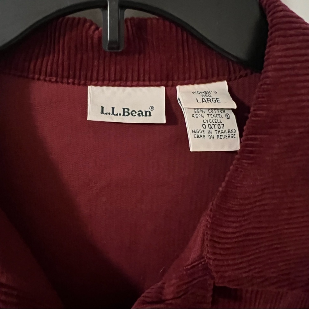 L.L. Bean Corduroy Oversized Shirt Jacket Shacket with pockets Burgundy Large - Picture 3 of 5
